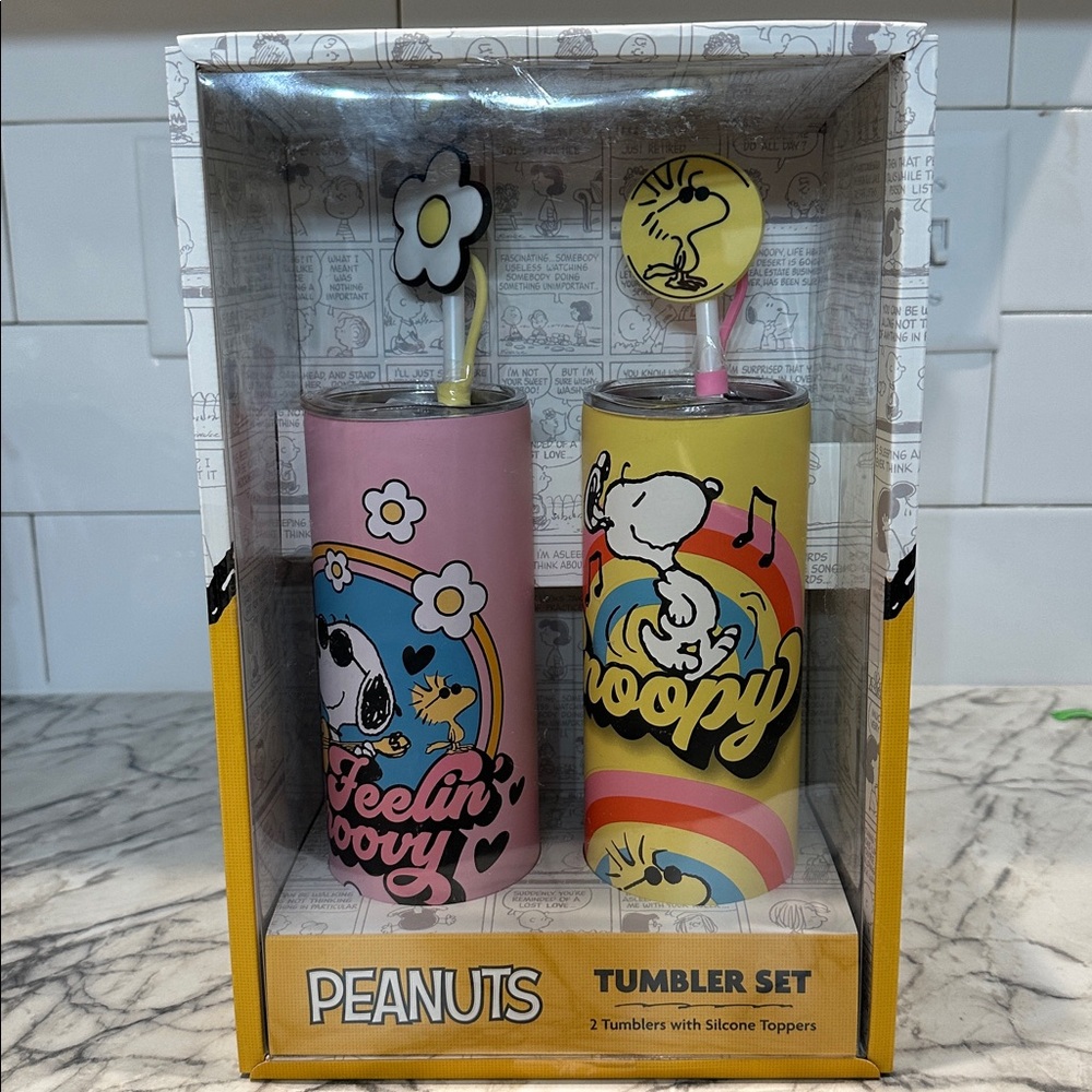 🩷💛Peanuts Snoopy Rainbow Tumbler Duo with Silicone Lids💛🩷